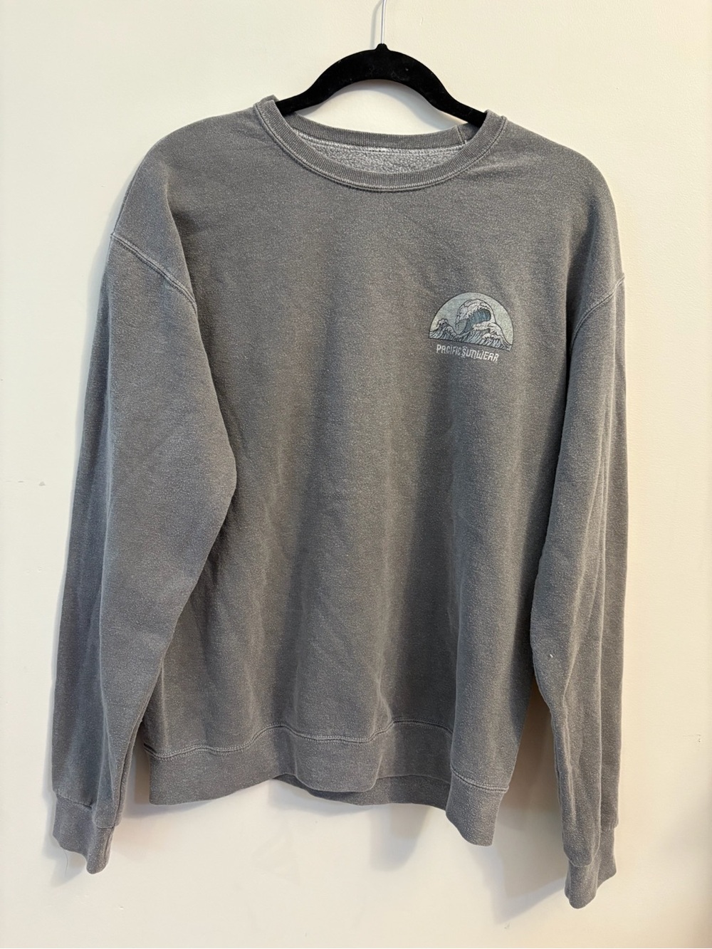 Pacific Sunwear Gray Crewneck Sweatshirt with Wave Graphic